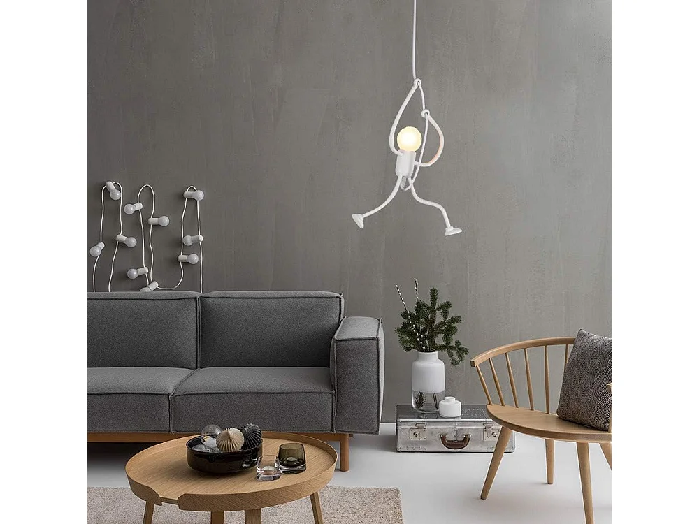 Lustre moderne en fer forgé Lustre rétro Plafonnier dessin animé Joli lustre en fer forgé E27 (1 pièce - blanc)