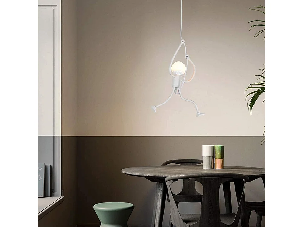 Lustre moderne en fer forgé Lustre rétro Plafonnier dessin animé Joli lustre en fer forgé E27 (1 pièce - blanc)