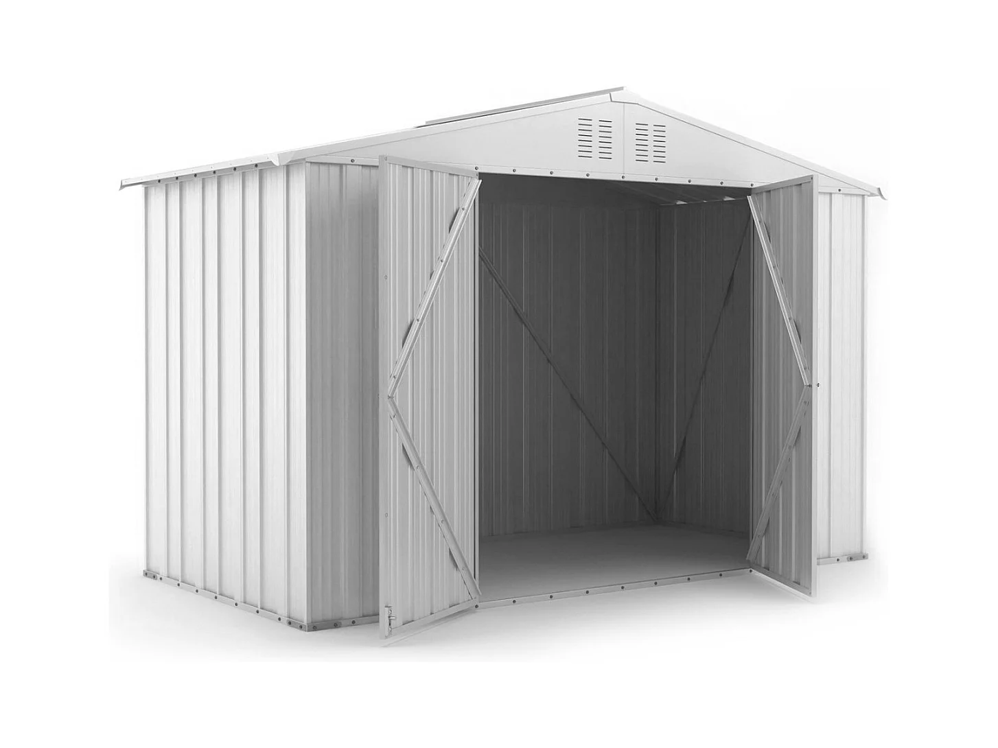 Box attrezzi casetta giardino in Acciaio Zincato 327x155cm x h2.15m - 114KG - 5.06mq - BIANCO