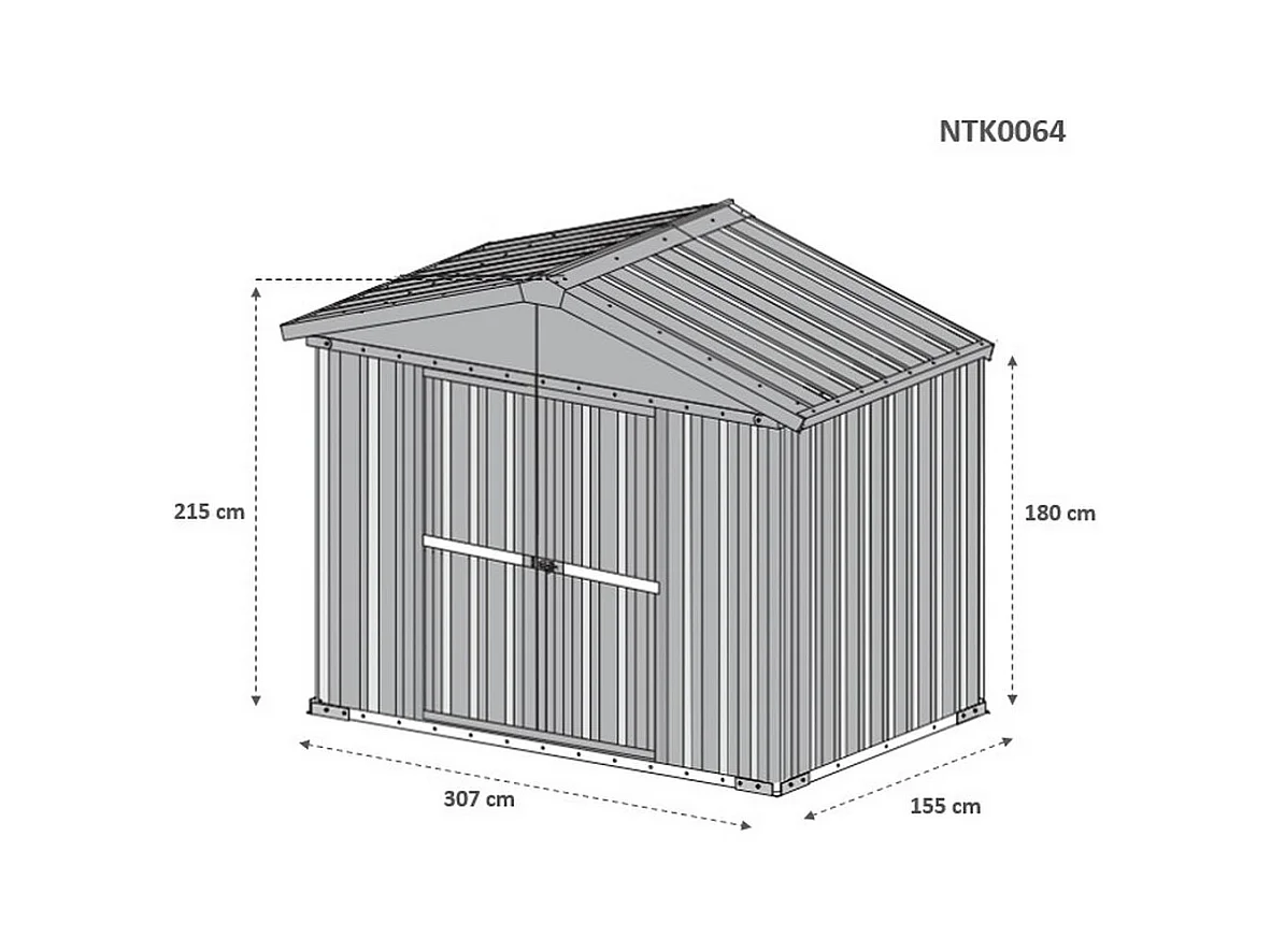 Box attrezzi casetta giardino in Acciaio Zincato 327x155cm x h2.15m - 114KG - 5.06mq - BIANCO