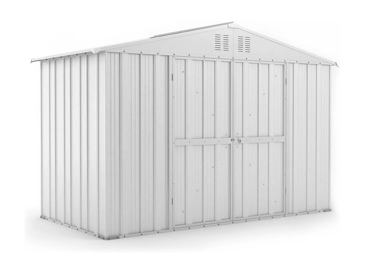 Box attrezzi casetta giardino in Acciaio Zincato 327x155cm x h2.15m - 114KG - 5.06mq - BIANCO