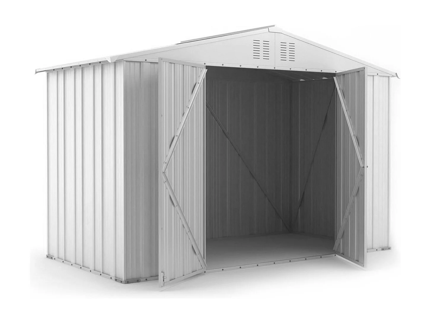 Box attrezzi casetta giardino in Acciaio Zincato 327x155cm x h2.15m - 114KG - 5.06mq - BIANCO