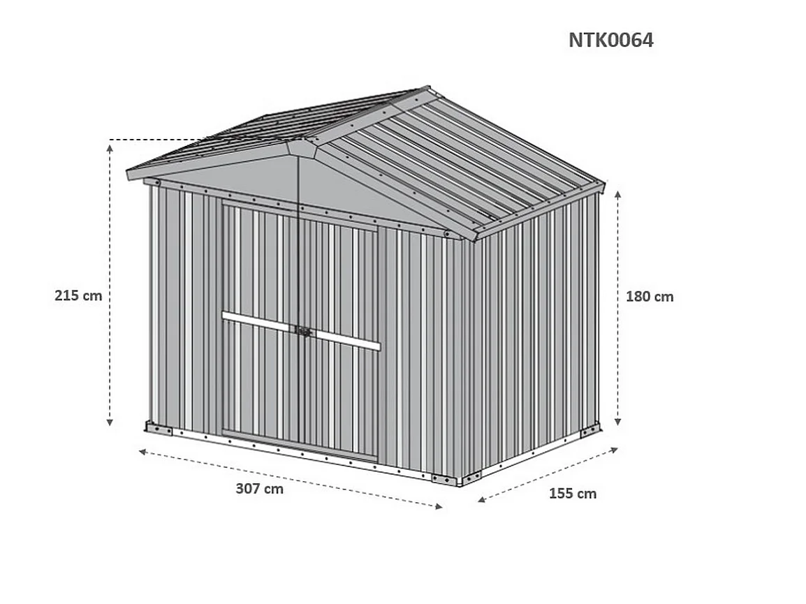 Box attrezzi casetta giardino in Acciaio Zincato 327x155cm x h2.15m - 114KG - 5.06mq - BIANCO