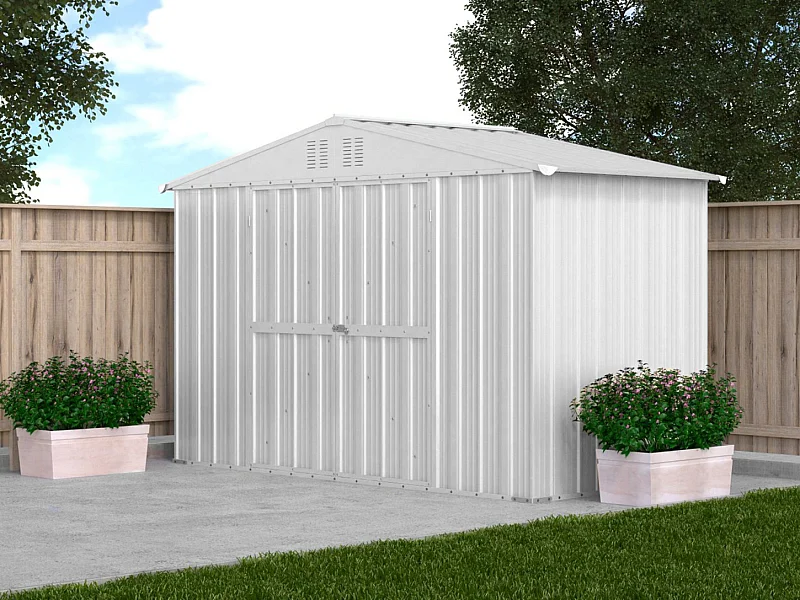 Box attrezzi casetta giardino in Acciaio Zincato 327x155cm x h2.15m - 114KG - 5.06mq - BIANCO