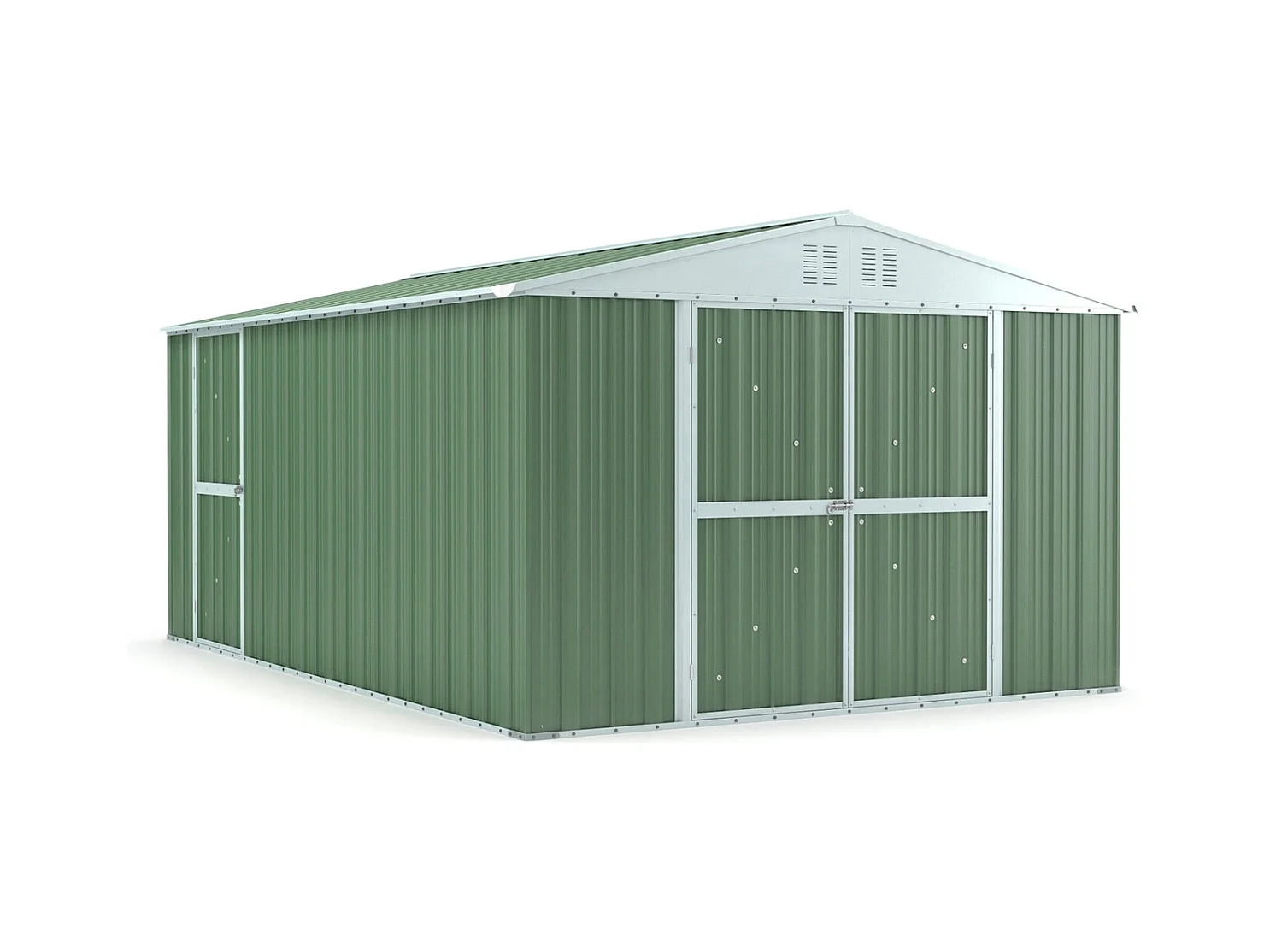 Capanno box attrezzi i per esterno casetta giardino in lamiera 327x459cm x h 215cm - 201 kg - 15,01 mq - VERDE