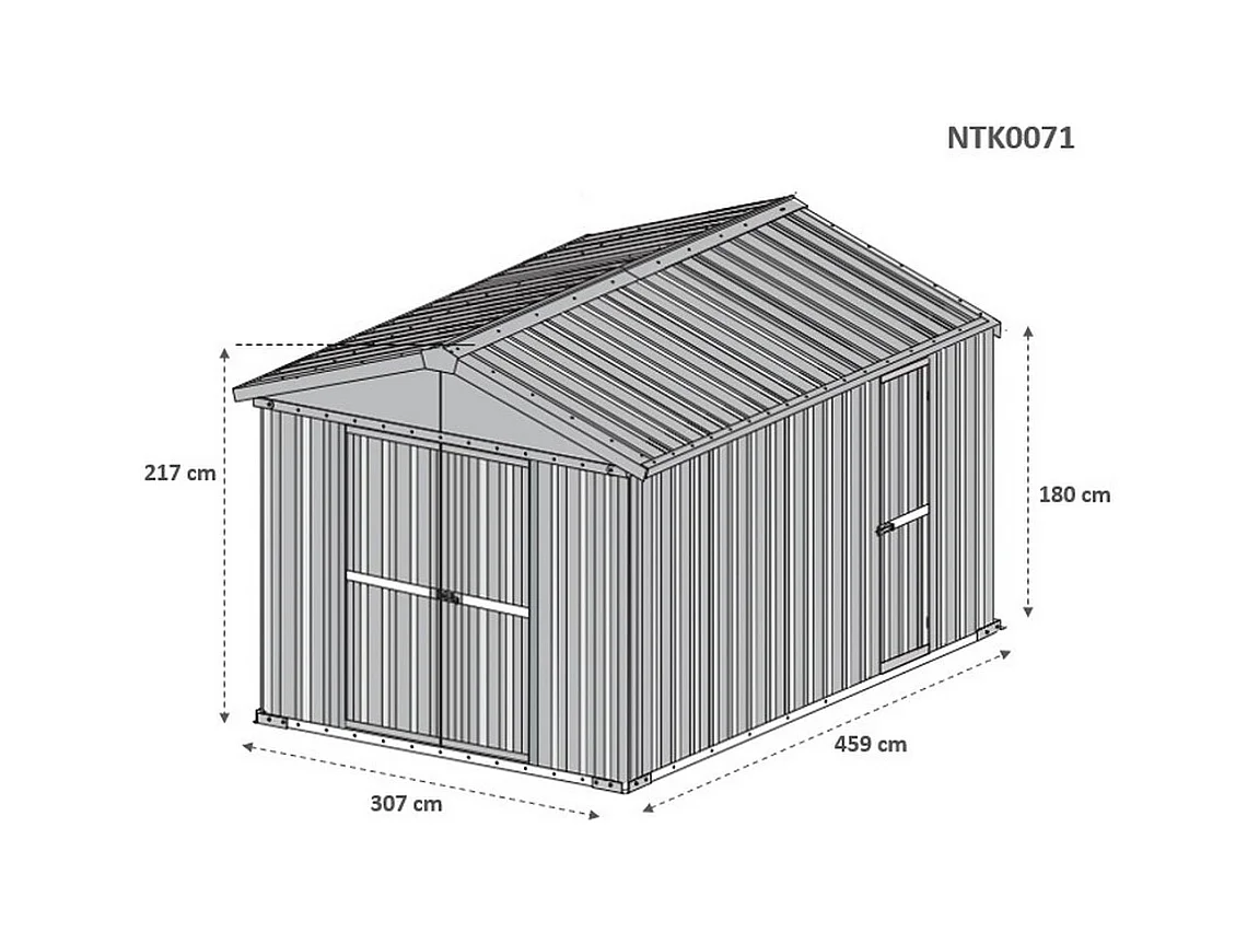 Capanno box attrezzi i per esterno casetta giardino in lamiera 327x459cm x h 215cm - 201 kg - 15,01 mq - VERDE