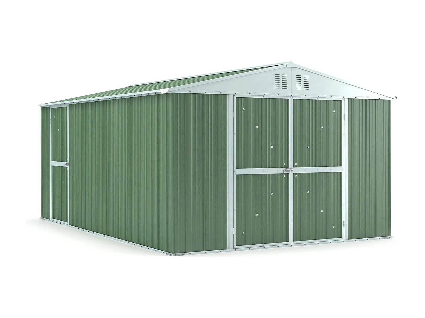 Capanno box attrezzi i per esterno casetta giardino in lamiera 327x459cm x h 215cm - 201 kg - 15,01 mq - VERDE