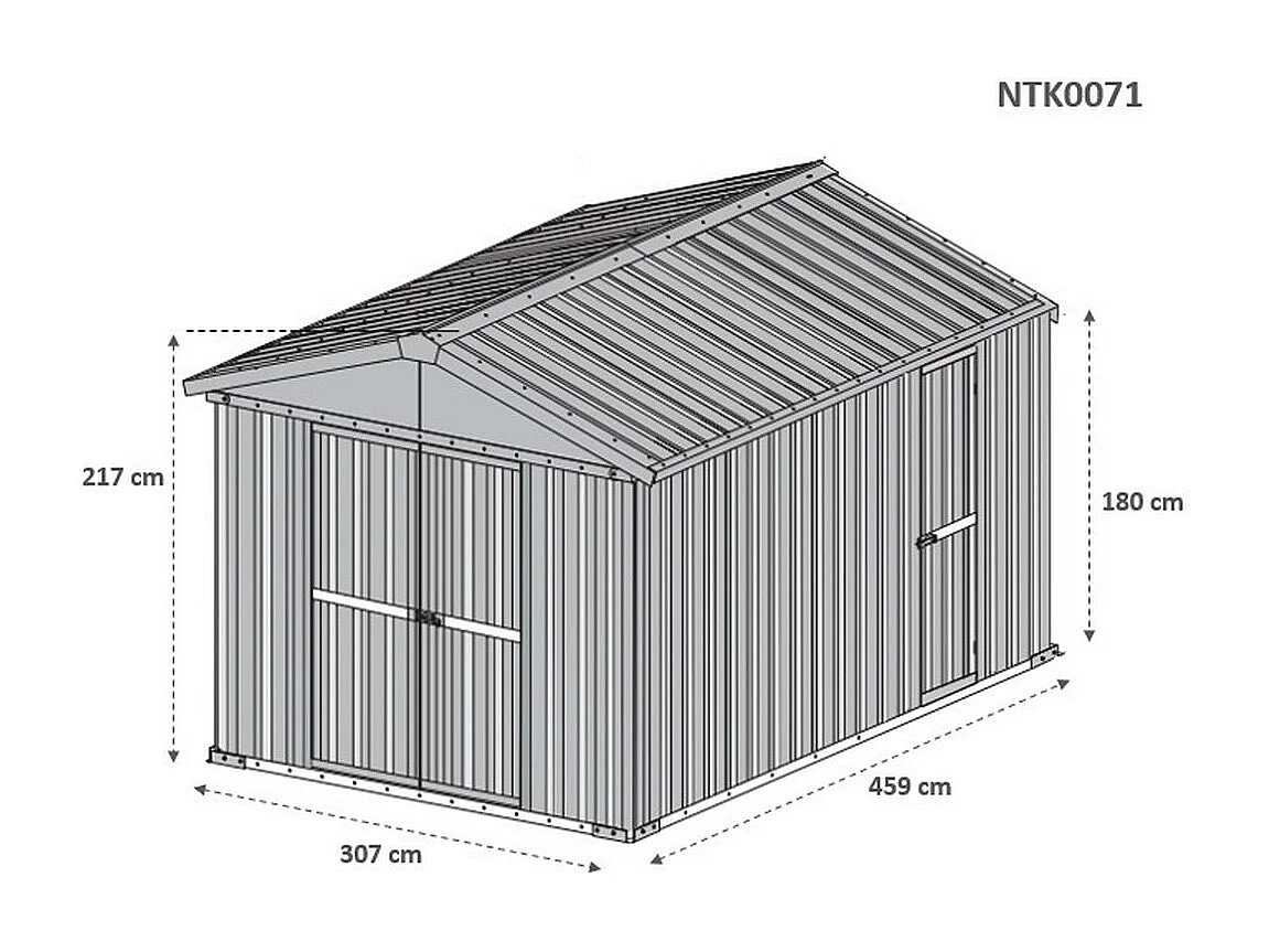 Capanno box attrezzi i per esterno casetta giardino in lamiera 327x459cm x h 215cm - 201 kg - 15,01 mq - VERDE