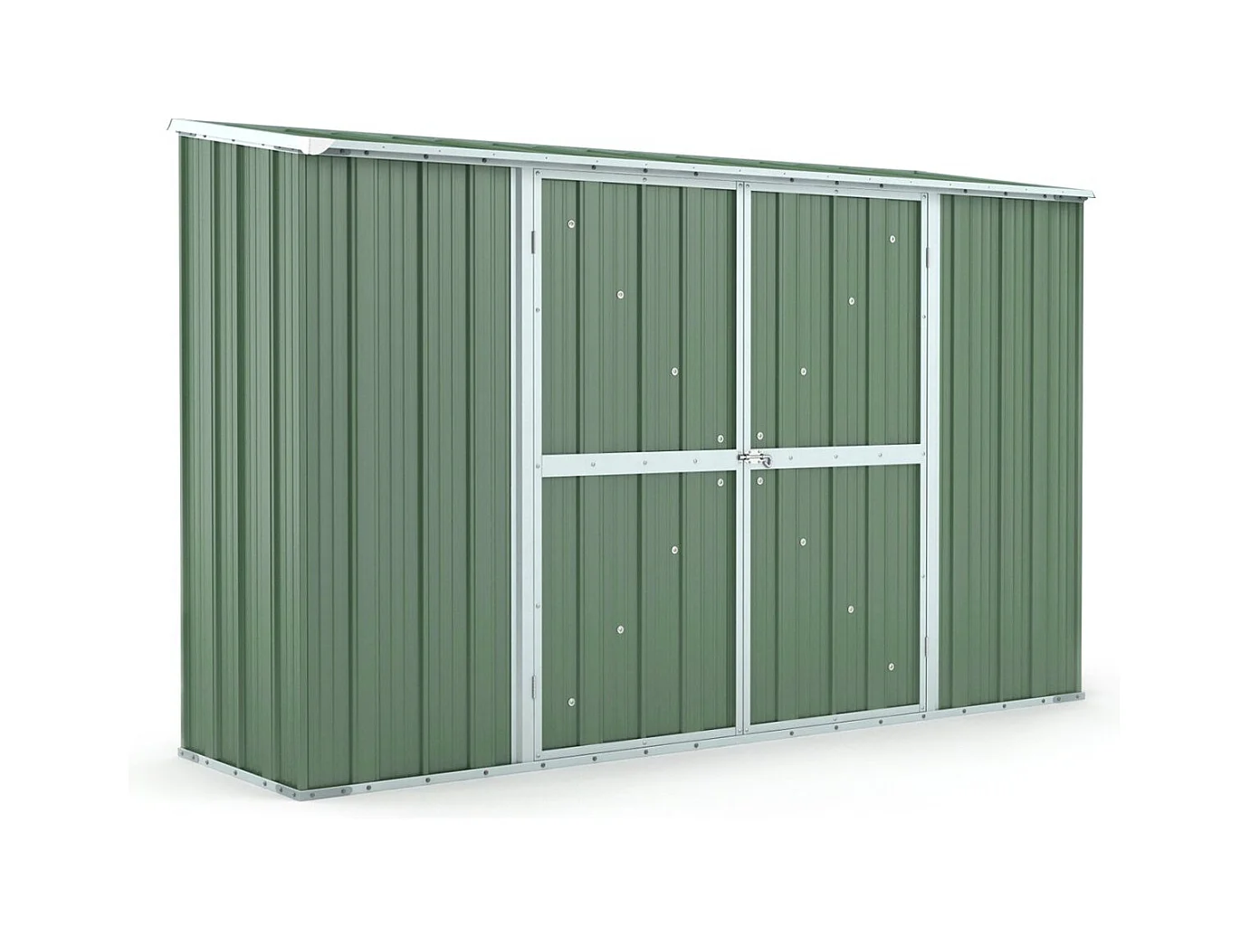 Casetta giardino Box in lamiera di Acciaio Zincato 307x100cm x h1.92m - 75KG - 3.07mq - VERDE