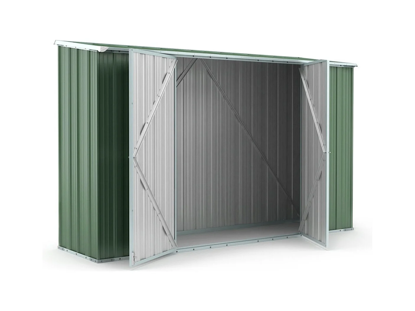 Casetta giardino Box in lamiera di Acciaio Zincato 307x100cm x h1.92m - 75KG - 3.07mq - VERDE