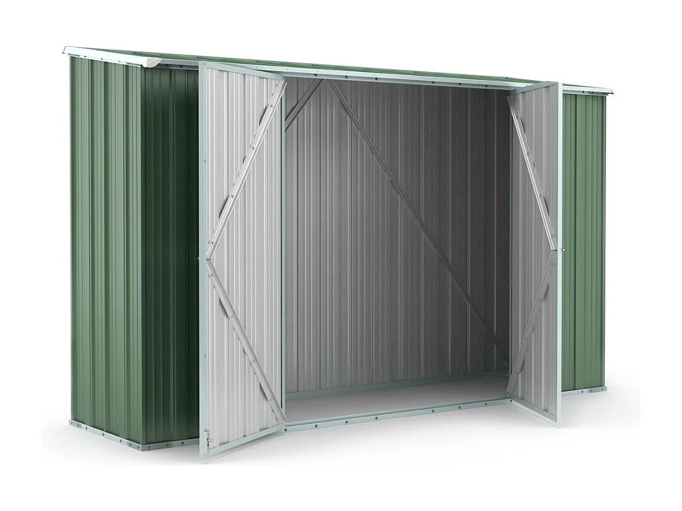 Casetta giardino Box in lamiera di Acciaio Zincato 307x100cm x h1.92m - 75KG - 3.07mq - VERDE