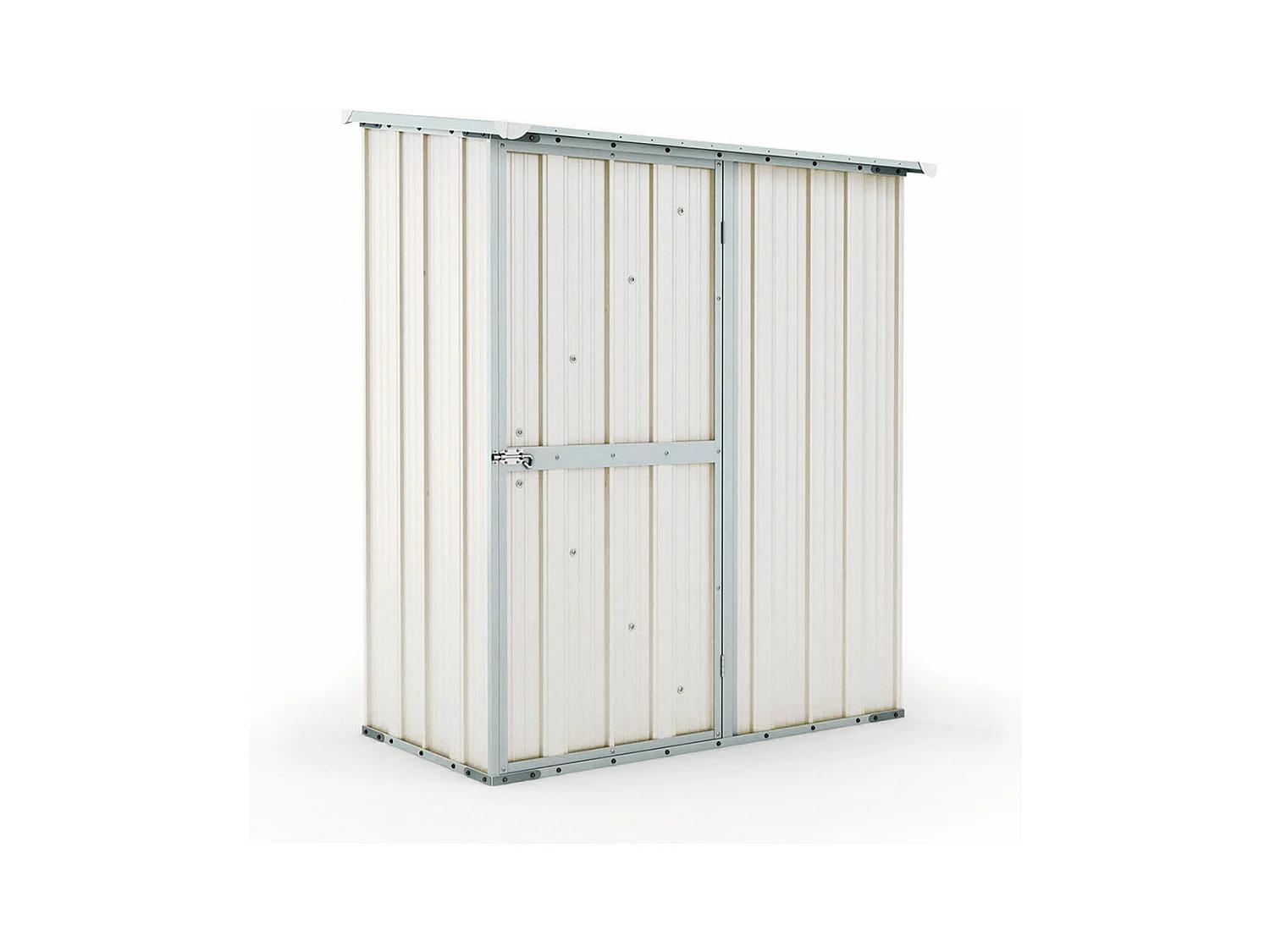 Casetta da giardino in lamiera di acciaio 155x100cm x h 192cm - 50kg - 1,55mq - BIANCO