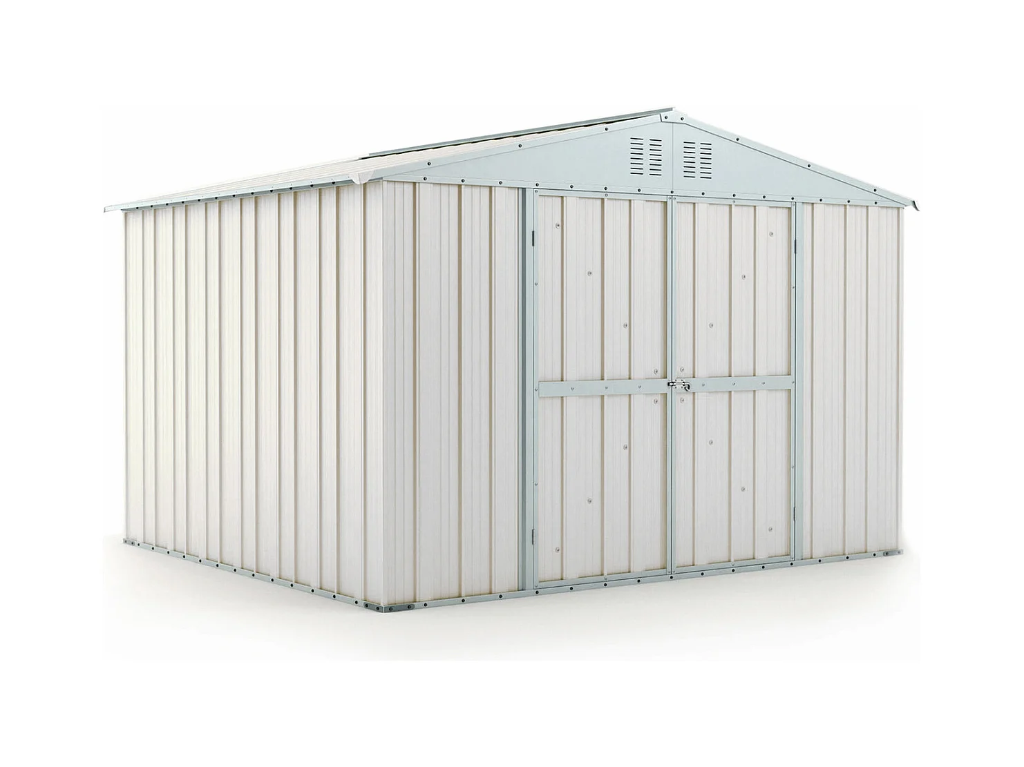 Casetta acciaio da giardino in lamiera zincata 327x269cm x h 215cm - 132 kg - 8,80mq - BIANCO