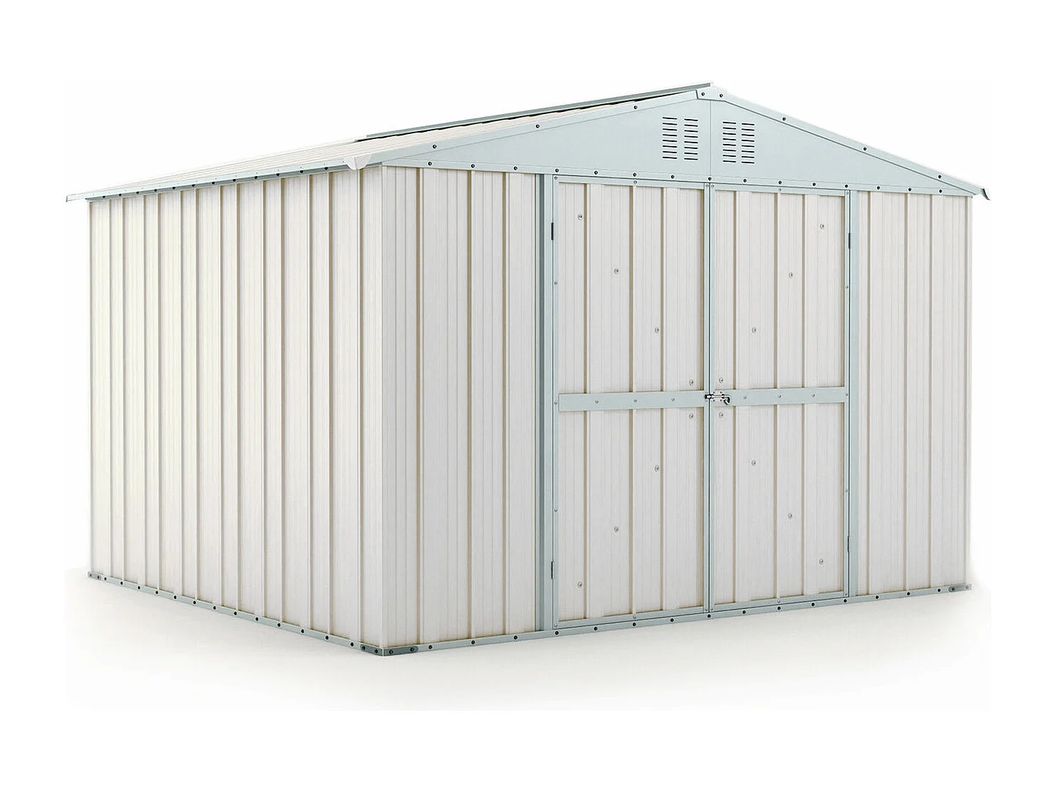 Casetta acciaio da giardino in lamiera zincata 327x269cm x h 215cm - 132 kg - 8,80mq - BIANCO