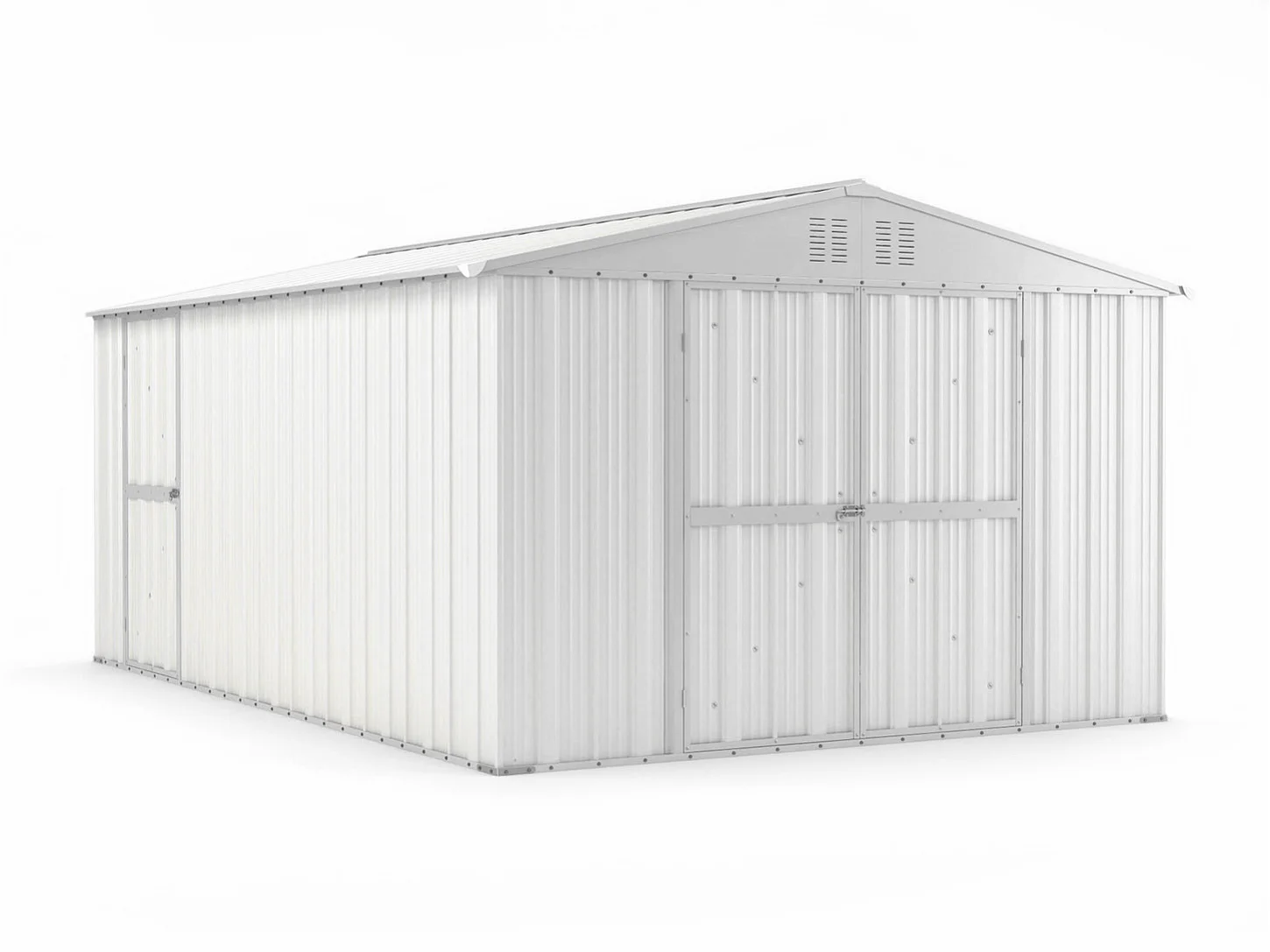 Capanno box attrezzi i per esterno casetta giardino in lamiera 327x459cm x h 215cm - 201 kg - 15,01 mq - BIANCO