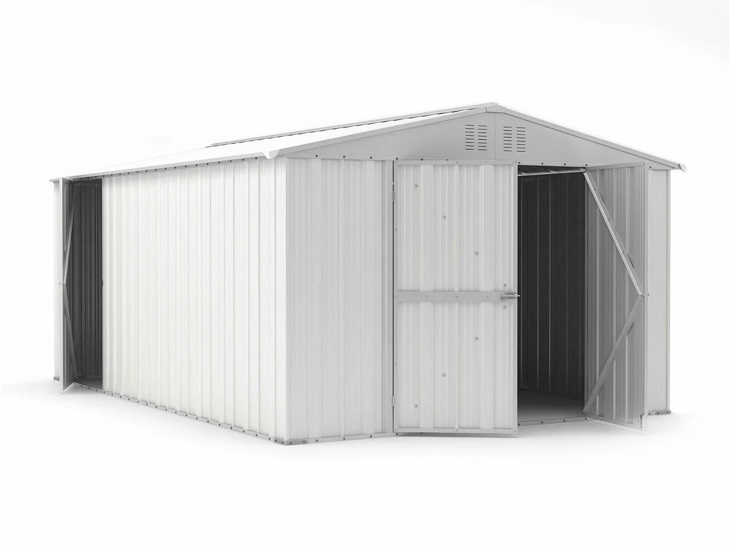 Capanno box attrezzi i per esterno casetta giardino in lamiera 327x459cm x h 215cm - 201 kg - 15,01 mq - BIANCO