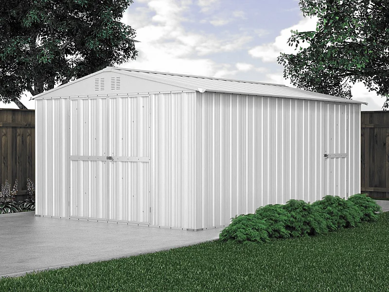 Capanno box attrezzi i per esterno casetta giardino in lamiera 327x459cm x h 215cm - 201 kg - 15,01 mq - BIANCO