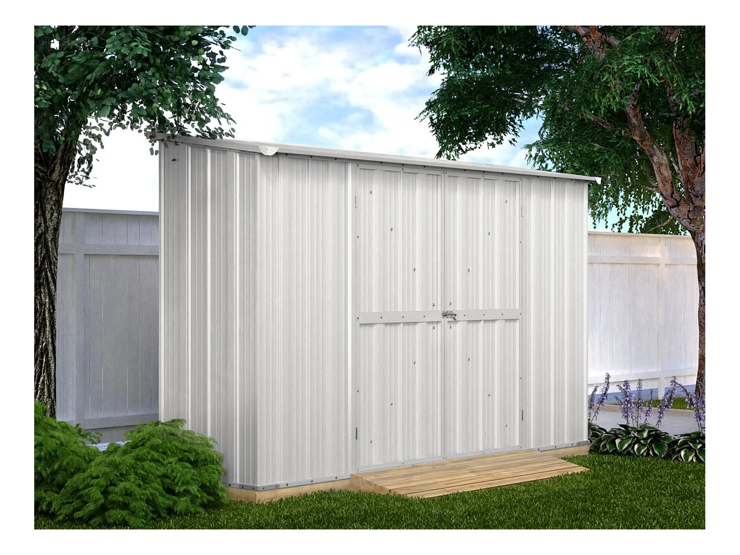 Casetta giardino Box in lamiera di Acciaio Zincato 307x100cm x h1.92m - 75KG - 3.07mq - BIANCO