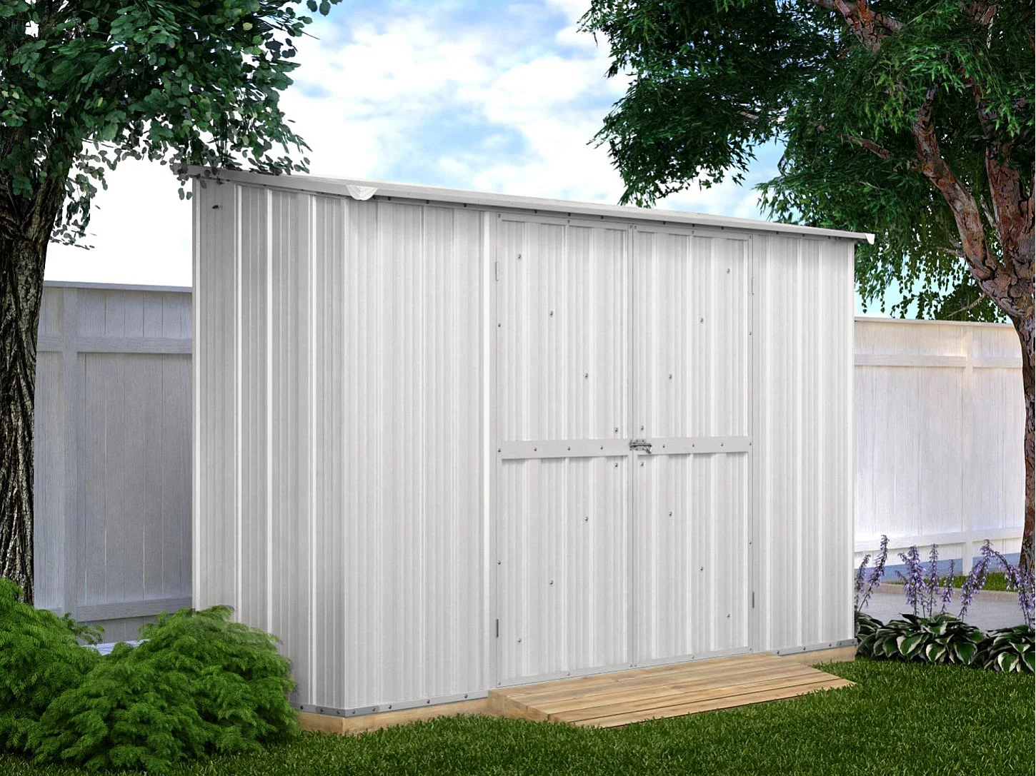 Casetta giardino Box in lamiera di Acciaio Zincato 307x100cm x h1.92m - 75KG - 3.07mq - BIANCO