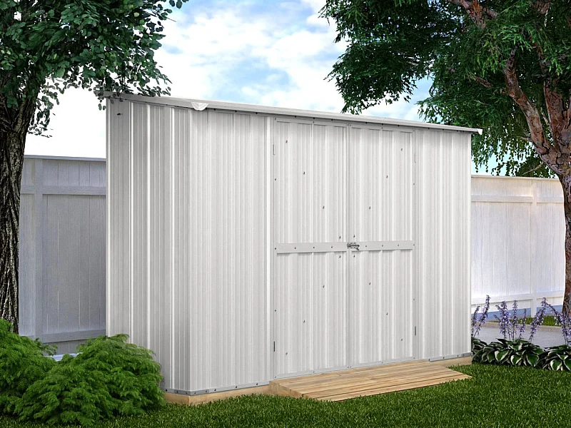 Casetta giardino Box in lamiera di Acciaio Zincato 307x100cm x h1.92m - 75KG - 3.07mq - BIANCO