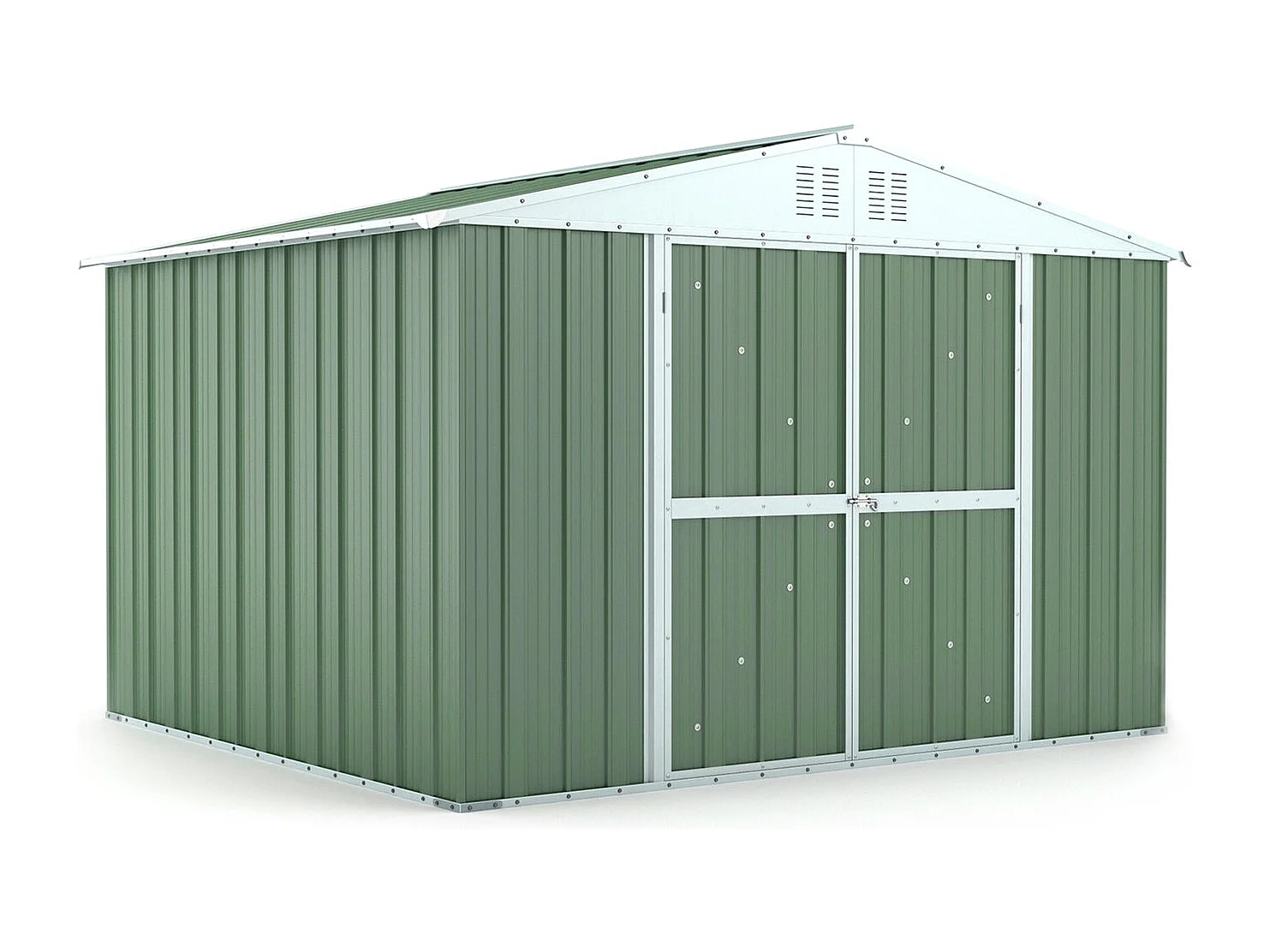 Casetta acciaio da giardino in lamiera zincata 327x269cm x h 215cm - 132 kg - 8,80mq - VERDE