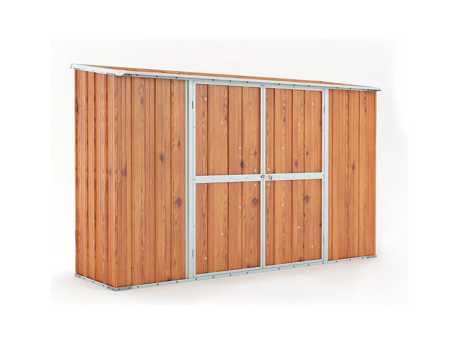 Casetta giardino Box in lamiera di Acciaio Zincato 307x100cm x h1.92m - 75KG - 3.07mq - FINITURA LEGNO