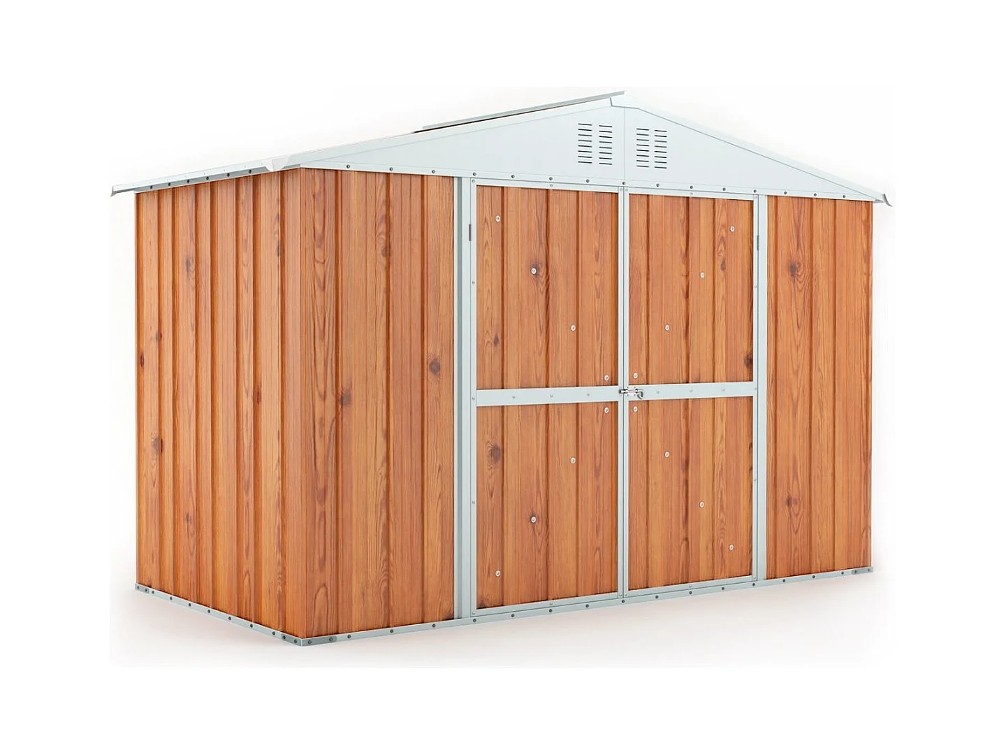 Box attrezzi casetta giardino in Acciaio Zincato 327x155cm x h2.15m - 114KG - 5.06mq - FINITURA LEGNO