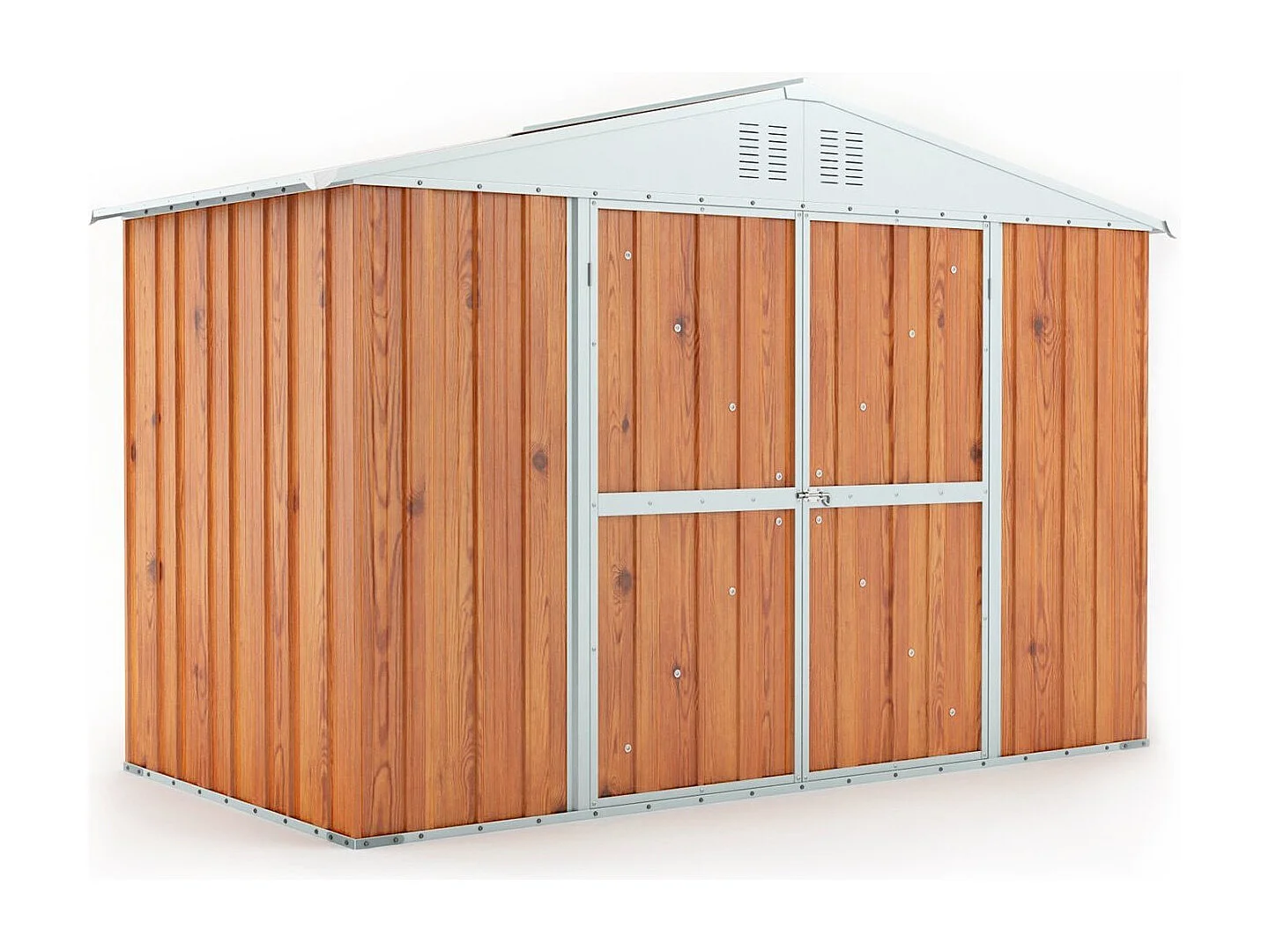 Box attrezzi casetta giardino in Acciaio Zincato 327x155cm x h2.15m - 114KG - 5.06mq - FINITURA LEGNO