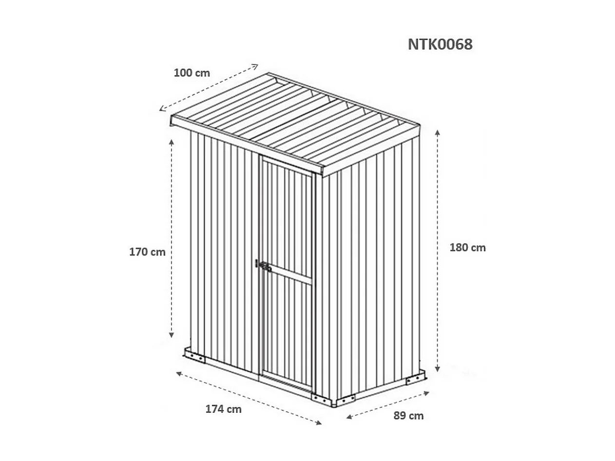 Casetta per esterno giardino box deposito attrezzi 174x100cm x h 182cm - 43kg - 1,74mq - BIANCO