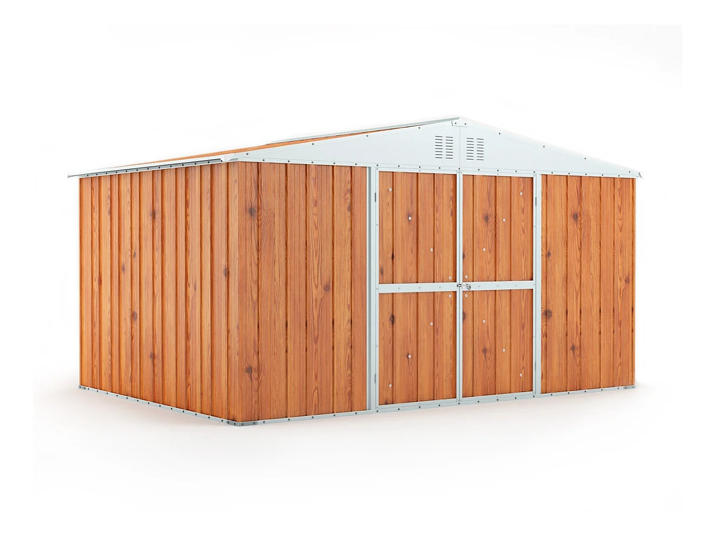 Box deposito in lamiera garage acciaio 403x269cm x h 215cm - 149kg - 10,84mq - FINITURA LEGNO