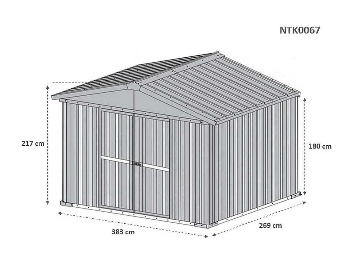 Box deposito in lamiera garage acciaio 403x269cm x h 215cm - 149kg - 10,84mq - FINITURA LEGNO