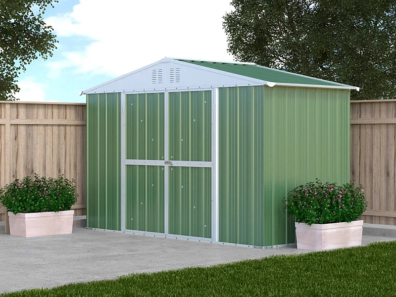 Box attrezzi casetta giardino in Acciaio Zincato 327x155cm x h2.15m - 114KG - 5.06mq - VERDE
