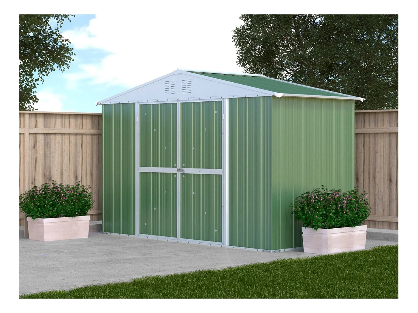 Box attrezzi casetta giardino in Acciaio Zincato 327x155cm x h2.15m - 114KG - 5.06mq - VERDE