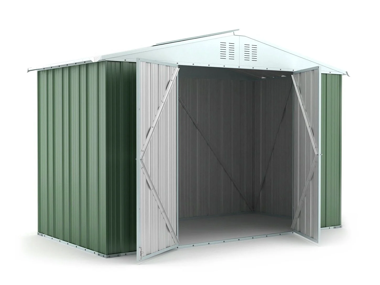 Box attrezzi casetta giardino in Acciaio Zincato 327x155cm x h2.15m - 114KG - 5.06mq - VERDE