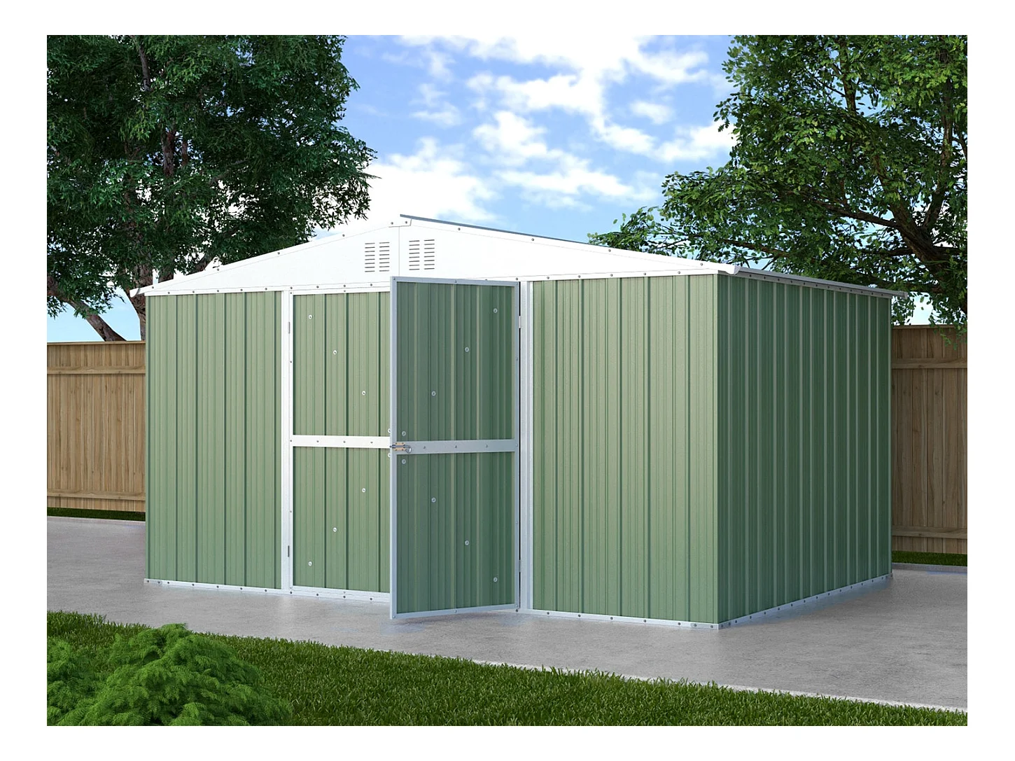 Box deposito in lamiera garage acciaio 403x269cm x h 215cm - 149kg - 10,84mq - VERDE