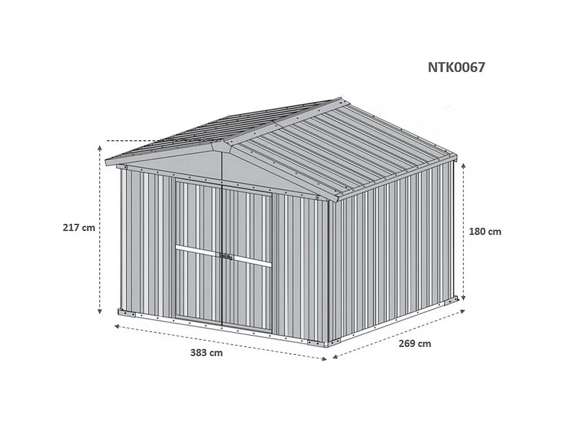 Box deposito in lamiera garage acciaio 403x269cm x h 215cm - 149kg - 10,84mq - VERDE