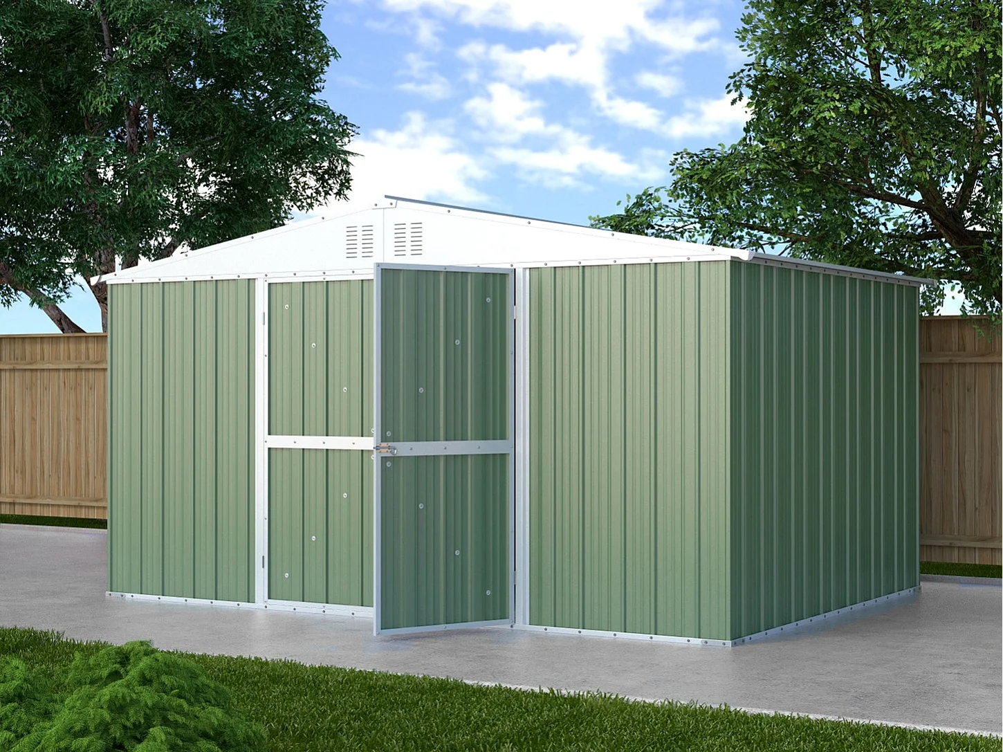 Box deposito in lamiera garage acciaio 403x269cm x h 215cm - 149kg - 10,84mq - VERDE