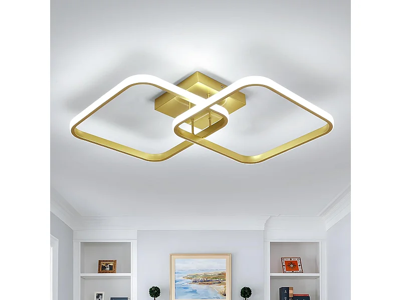Plafonnier LED moderne 42 W 4725 lm, carré 3000 K, en aluminium, pour salon, chambre, cuisine, couloir, salle de bain, 64 cm