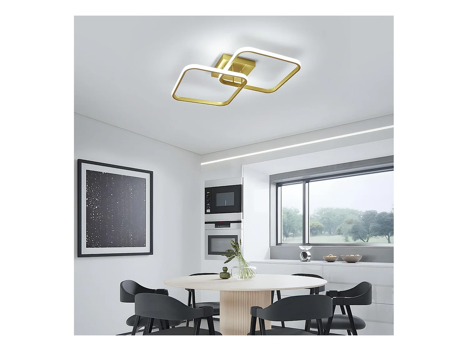 Plafonnier LED moderne 42 W 4725 lm, carré 3000 K, en aluminium, pour salon, chambre, cuisine, couloir, salle de bain, 64 cm