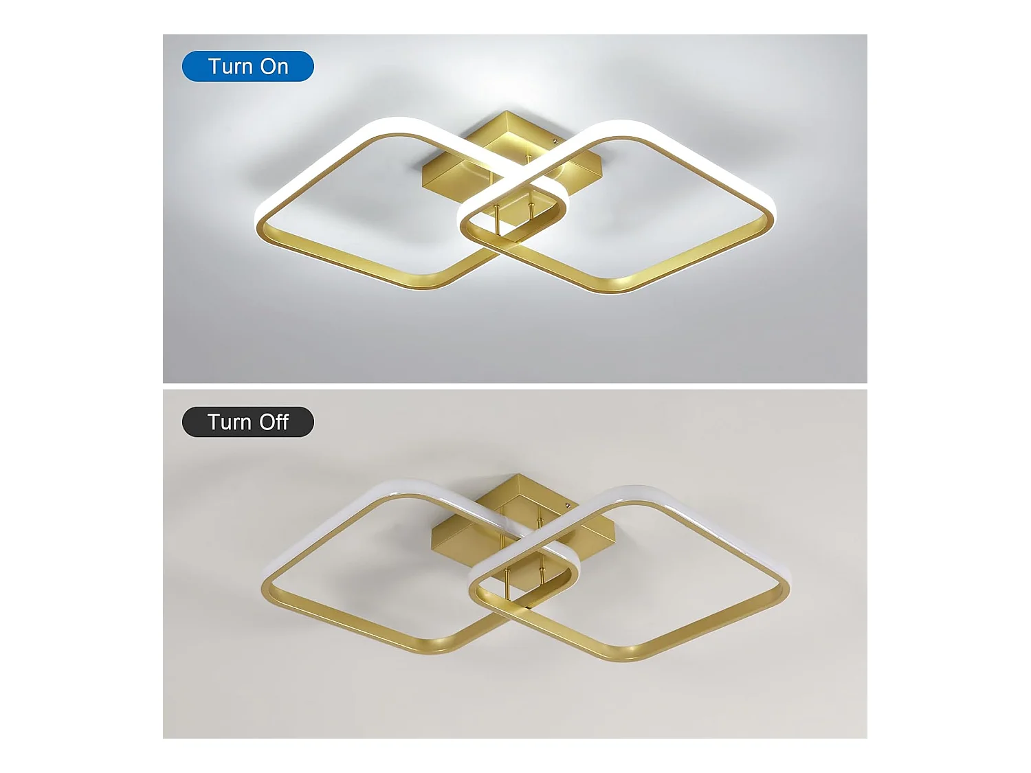 Plafonnier LED moderne 42 W 4725 lm, carré 3000 K, en aluminium, pour salon, chambre, cuisine, couloir, salle de bain, 64 cm