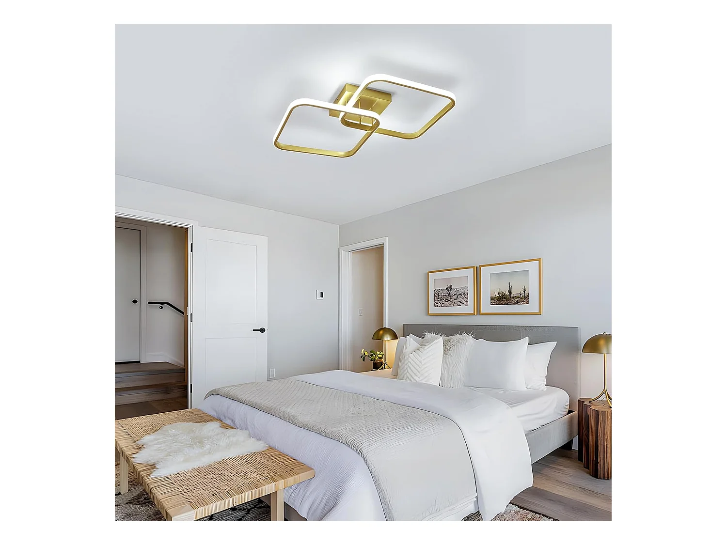 Plafonnier LED moderne 42 W 4725 lm, carré 3000 K, en aluminium, pour salon, chambre, cuisine, couloir, salle de bain, 64 cm