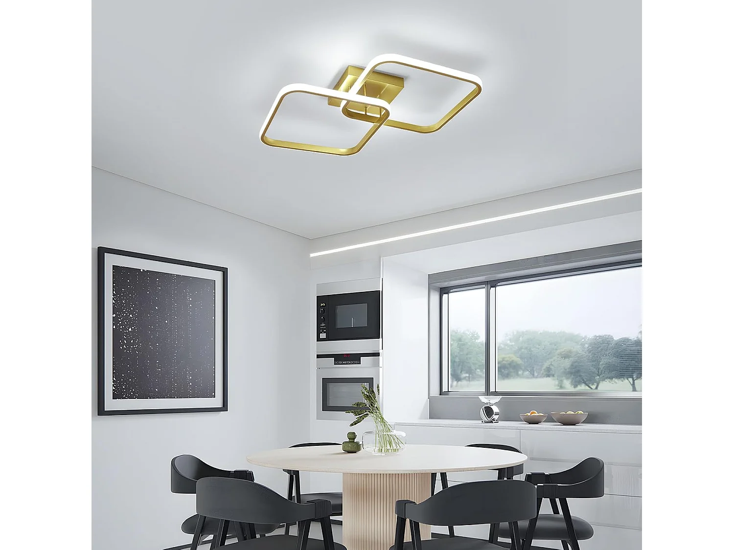 Plafonnier LED moderne 42 W 4725 lm, carré 3000 K, en aluminium, pour salon, chambre, cuisine, couloir, salle de bain, 64 cm