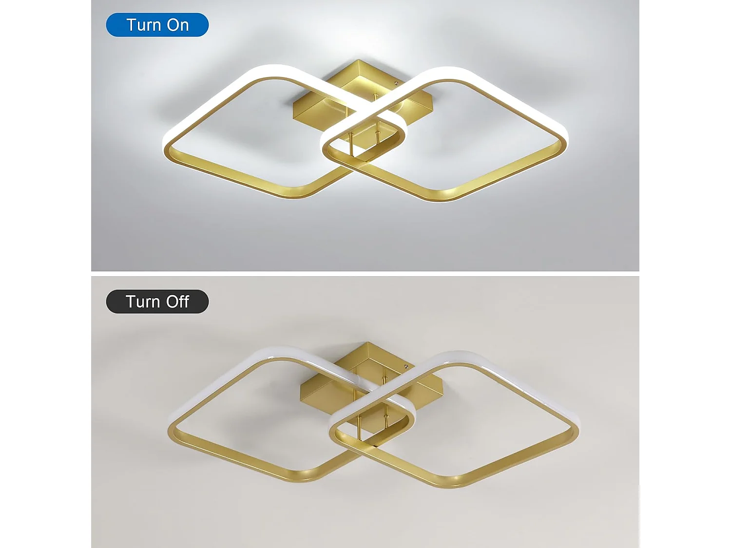 Plafonnier LED moderne 42 W 4725 lm, carré 3000 K, en aluminium, pour salon, chambre, cuisine, couloir, salle de bain, 64 cm