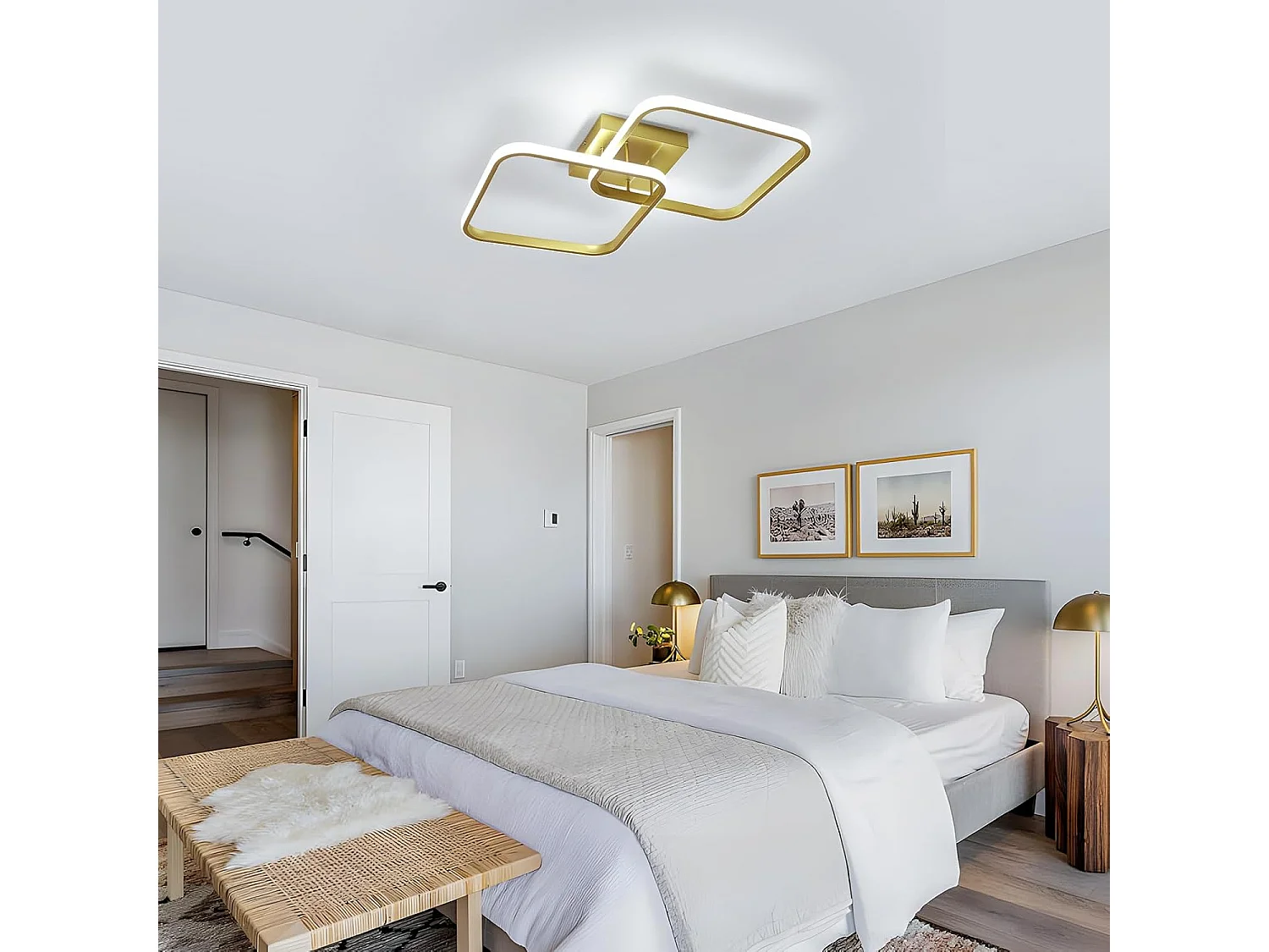 Plafonnier LED moderne 42 W 4725 lm, carré 3000 K, en aluminium, pour salon, chambre, cuisine, couloir, salle de bain, 64 cm