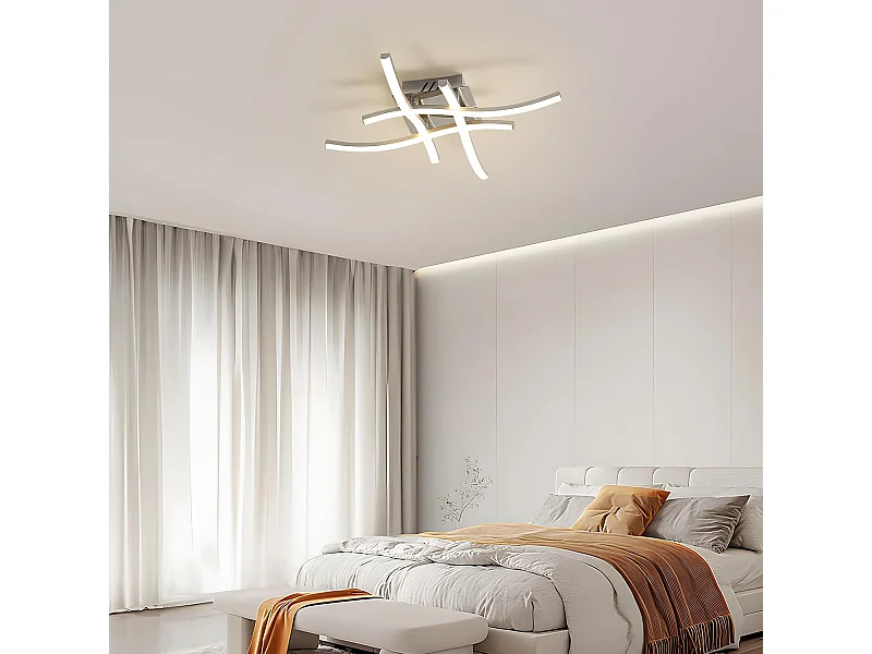 Plafonnier LED, luminaire LED moderne, 4 bandes LED intégrées, 24 W, 2700 lm, lumière neutre 4500 K, parfait pour les chambres et les salons