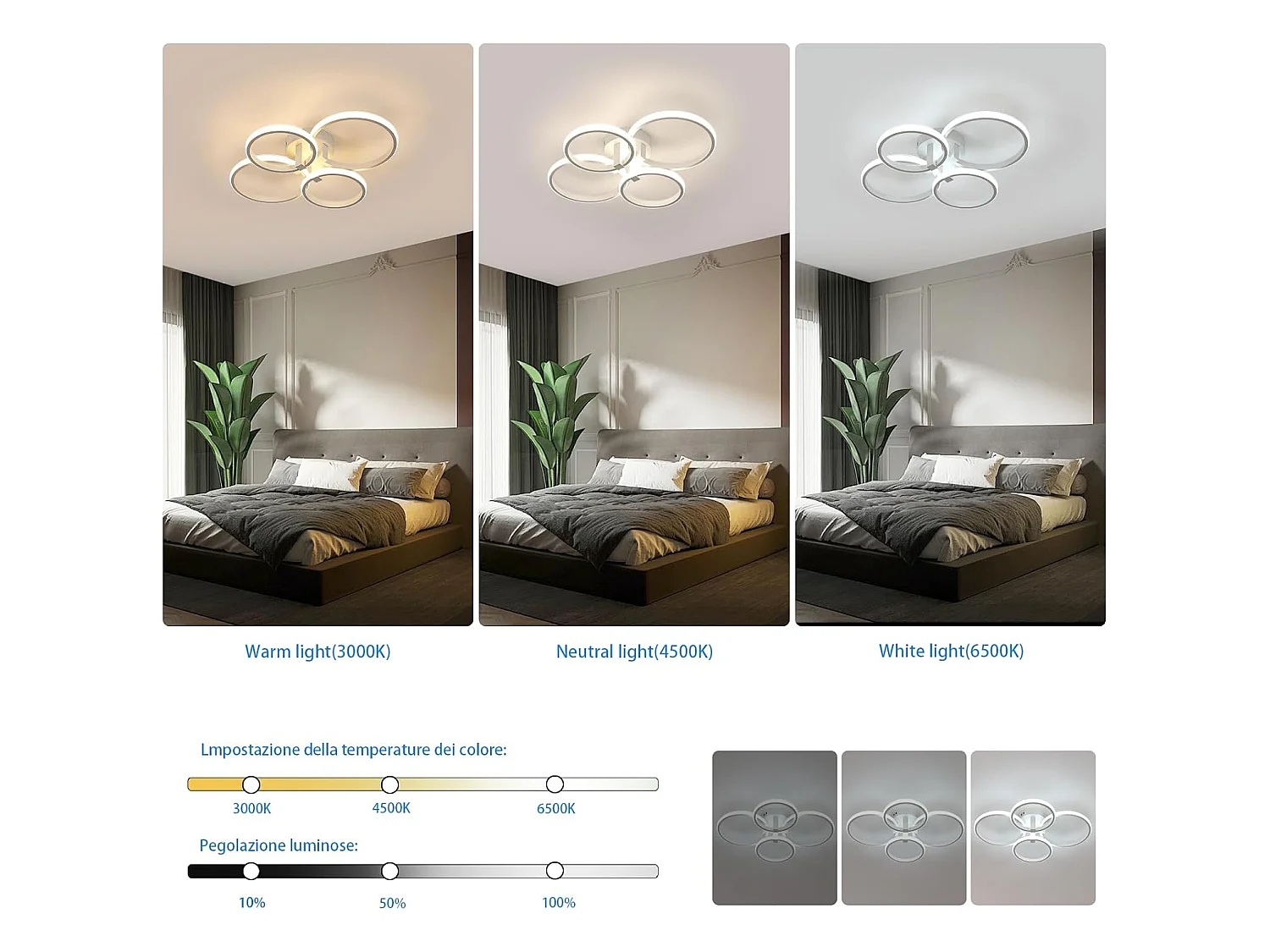Plafonnier LED à intensité variable,76W,8550lm,avec télécommande, design acrylique moderne,température de couleur et luminosité réglables,3000K-6500K