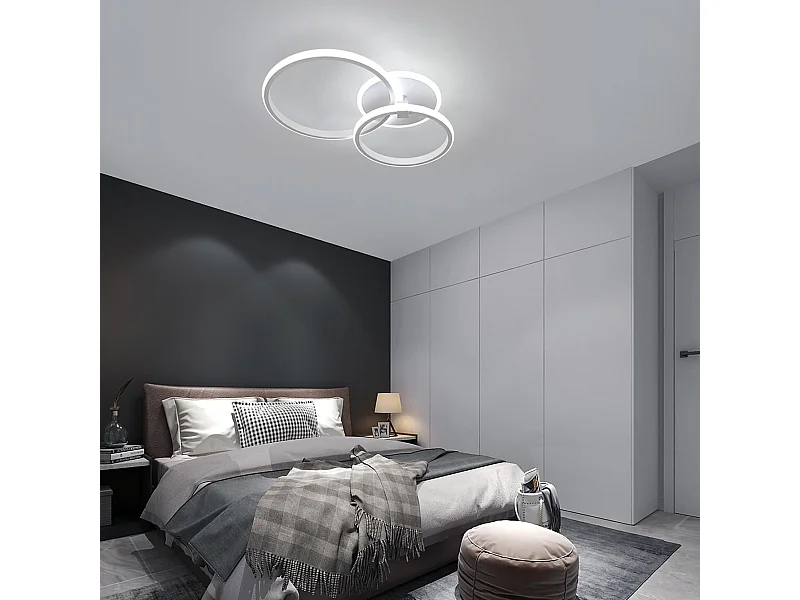 Plafonnier LED moderne, 42W, 4700 lm, design rond, lumière blanche froide 6500K, pour chambre, salon, cuisine, couloir, bureau, diamètre 52cm