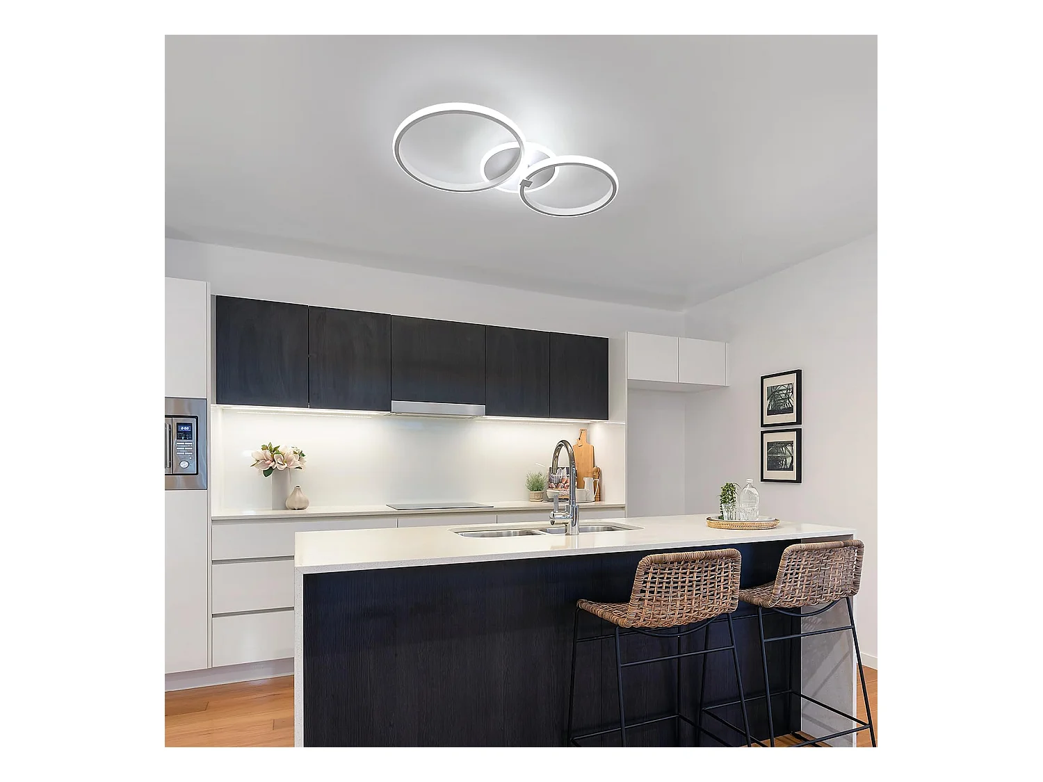 Plafonnier LED moderne, 42W, 4700 lm, design rond, lumière blanche froide 6500K, pour chambre, salon, cuisine, couloir, bureau, diamètre 52cm