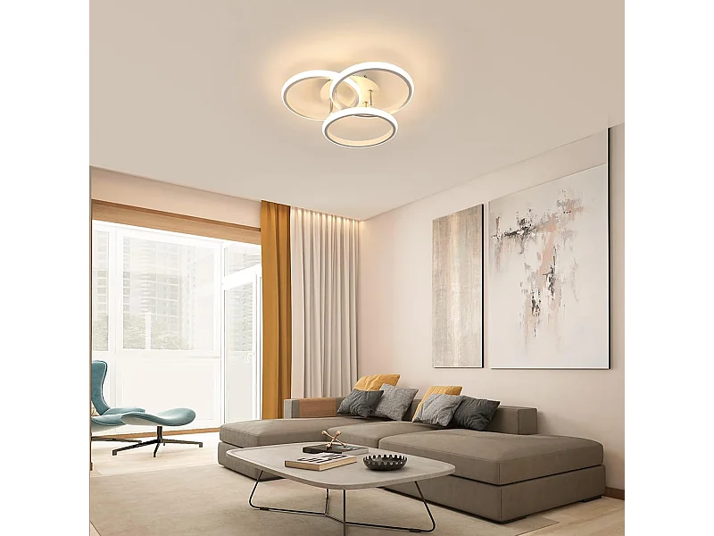 Plafonnier LED 40W 4500 lm, lumière blanche chaude 3000K, rond et moderne, pour chambre, couloir, cuisine, balcon, diamètre 40cm
