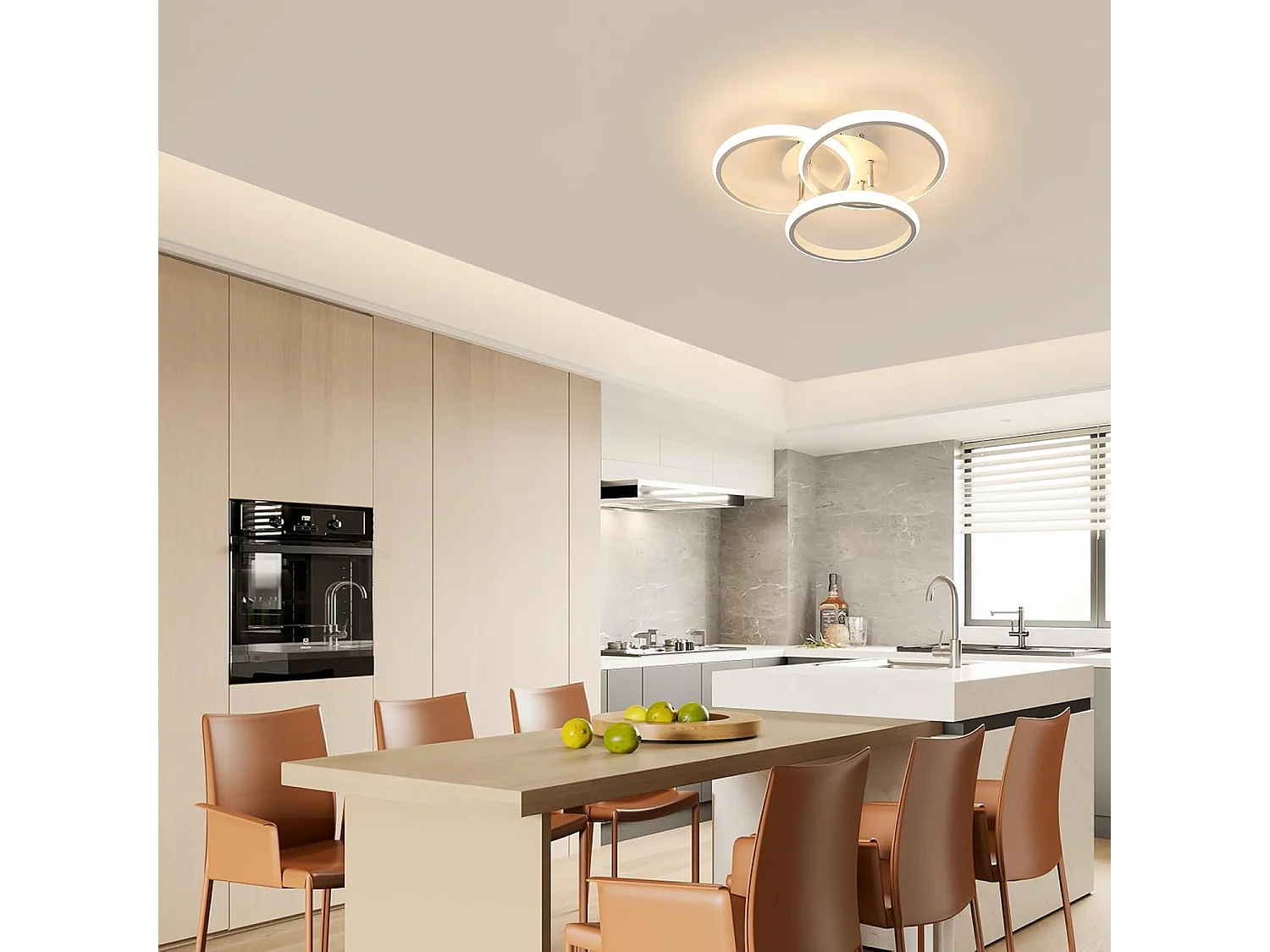 Plafonnier LED 40W 4500 lm, lumière blanche chaude 3000K, rond et moderne, pour chambre, couloir, cuisine, balcon, diamètre 40cm